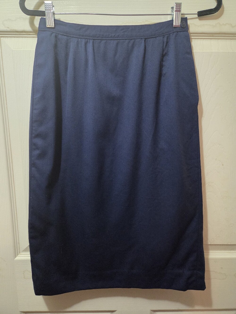 Women's Pendleton Classic Navy Pencil Skirt - Size Petite 100% Wool See Photos